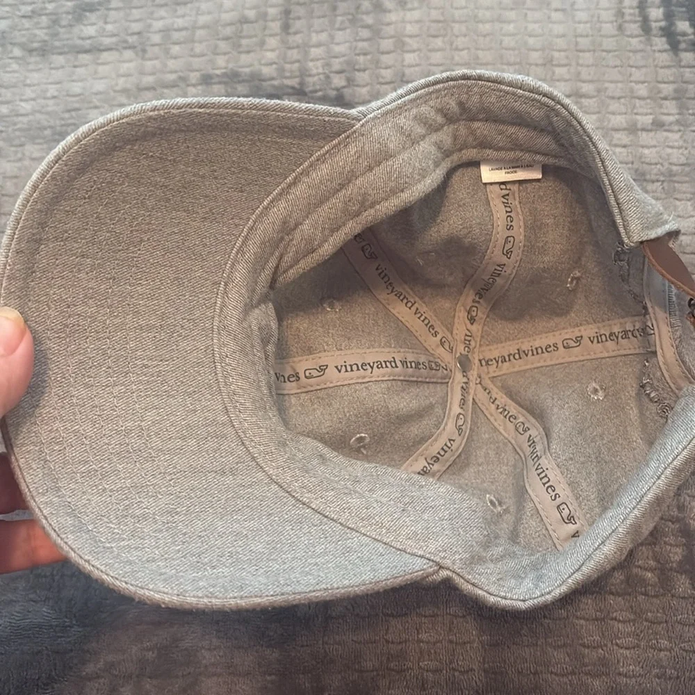 Vineyard Vines Strapback Cotton Hat Unisex Bluish Gray